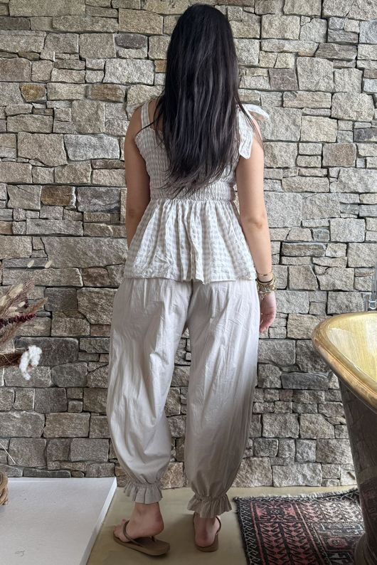 Nonni Gingham Bandeau Cami Stone